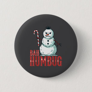 Chapa Redonda De 5 Cm Bah Humbug Santa Sombrero Muñeco de Nieve Enojado