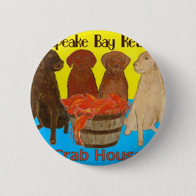 Chapa Redonda De 5 Cm Bahía de Chesapeake Retriver Crabhouse (Anverso)