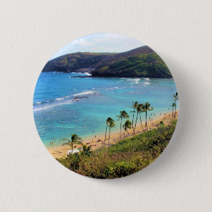 Chapa Redonda De 5 Cm Bahía de Hanauma, opinión de Honolulu, Oahu,
