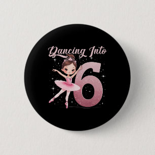 Chapa Redonda De 5 Cm Bailando en 6 Chicas de ballet de cumpleaños