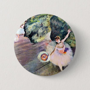Chapa Redonda De 5 Cm Bailarina con un ramo de flores de Edgar Degas