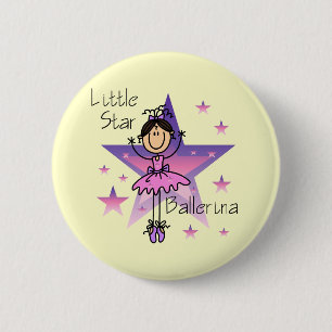 Chapa Redonda De 5 Cm Bailarina Little Star - Cabello Marrón