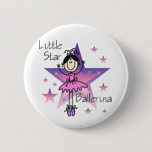 Chapa Redonda De 5 Cm Bailarina Pequeña Estrella-Pelo Negro