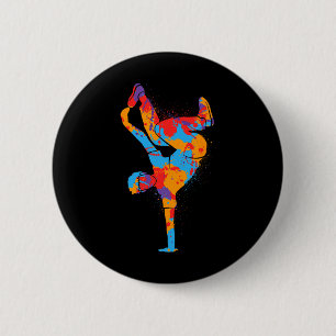 Chapa Redonda De 5 Cm Baile callejero colorido de los bailarines masculi