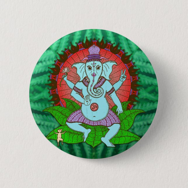 Chapa Redonda De 5 Cm Baile de Ganesh de la paz (Anverso)