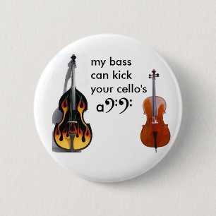 Chapa Redonda De 5 Cm Bajo doble contra el violoncelo