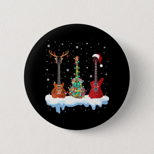 Chapa Redonda De 5 Cm bajo guitarra santa hat reno hippie guitarra amant (Anverso)