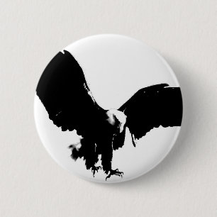 Chapa Redonda De 5 Cm Bald Eagle Silhouette
