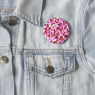 Chapa Redonda De 5 Cm Baldosas de piscina, mosaicos rosados, patrón geom