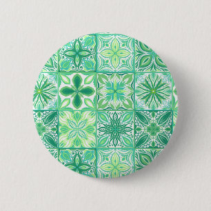Chapa Redonda De 5 Cm Baldosas orgánicas en blanco y verde