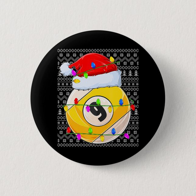 Chapa Redonda De 5 Cm Ball Billiards Ugly Xmas iluminando Santa Billiard (Anverso)