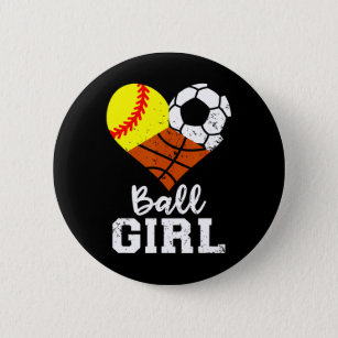 Chapa Redonda De 5 Cm Ball Chica Fun Softball Soccer Chica de baloncesto