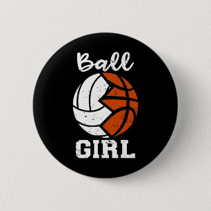 Chapa Redonda De 5 Cm Ball Chica Funny Volleyball Chica de baloncesto Pr