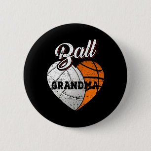 Chapa Redonda De 5 Cm Ball Grandma Volleyball Baloncesto Corazón
