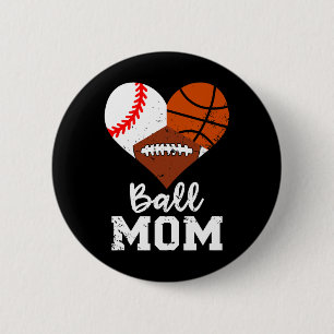 Chapa Redonda De 5 Cm Ball Mom Fun Basketball