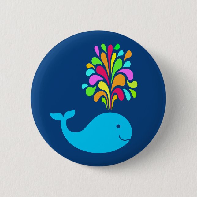 Chapa Redonda De 5 Cm Ballena divertida (Anverso)