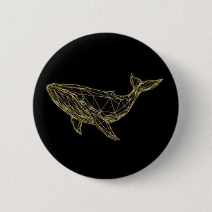 Chapa Redonda De 5 Cm Ballena Geométrica de Oro Moderna