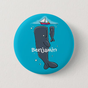 Chapa Redonda De 5 Cm Ballenas cortas y ilustracion personalizado de vel