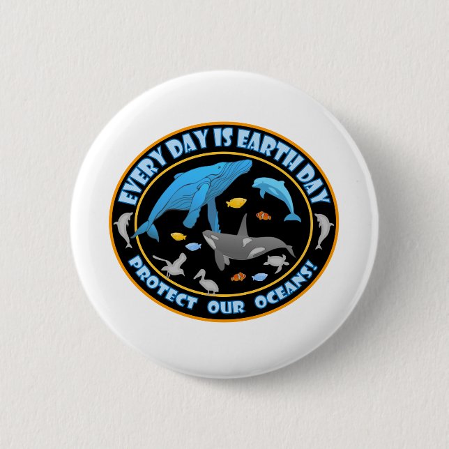 Chapa Redonda De 5 Cm Ballenas y delfines (Anverso)