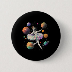 Chapa Redonda De 5 Cm Ballerina Astronauta Bailando En Planetas Espacial