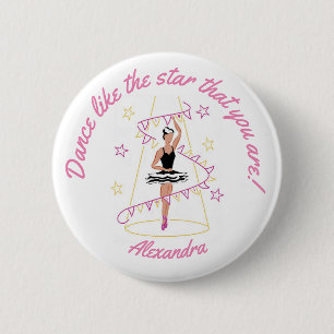 Chapa Redonda De 5 Cm Ballet & Banderines - Me encanta el ballet - Negro