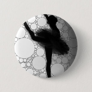 Chapa Redonda De 5 Cm Ballet Black White Dancing Ballerina