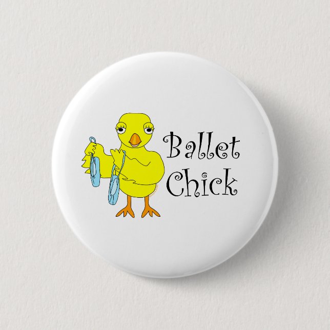 Chapa Redonda De 5 Cm Ballet Chick Text (Anverso)