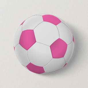 Chapa Redonda De 5 Cm Balón de fútbol blanco rosado moderno