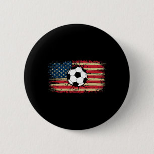 Chapa Redonda De 5 Cm Balón de fútbol con bandera estadounidense estalli