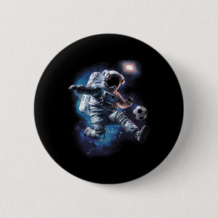 Chapa Redonda De 5 Cm Balón de fútbol de astronauta amante del deporte d