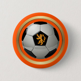 Chapa Redonda De 5 Cm Balón de fútbol holandés, león holandés en Naranja