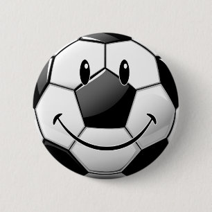 Chapa Redonda De 5 Cm Balón de fútbol sonriente brillante de Toon