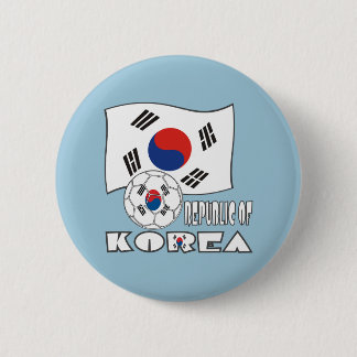 Chapa Redonda De 5 Cm Balón de fútbol y bandera de Corea del Sur