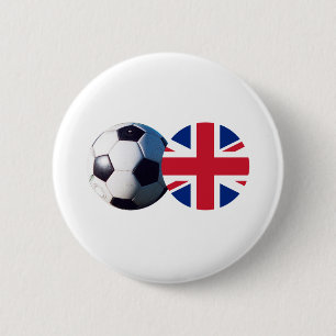 Chapa Redonda De 5 Cm Balón de fútbol y bandera del Reino Unido El Zazzl