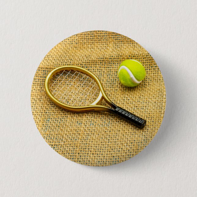 Chapa Redonda De 5 Cm Balón de tenis y raqueta (Anverso)