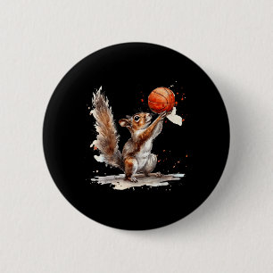 Chapa Redonda De 5 Cm Baloncesto acuarela ardilla Baloncesto Lover Bb