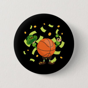 Chapa Redonda De 5 Cm Baloncesto Afortunado Feliz Día de Patrick