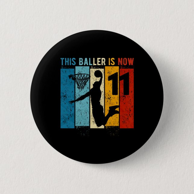 Chapa Redonda De 5 Cm Baloncesto de 11 años Niño de 11 años (Anverso)