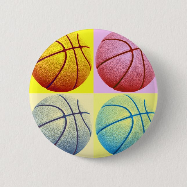Chapa Redonda De 5 Cm Baloncesto de arte pop (Anverso)