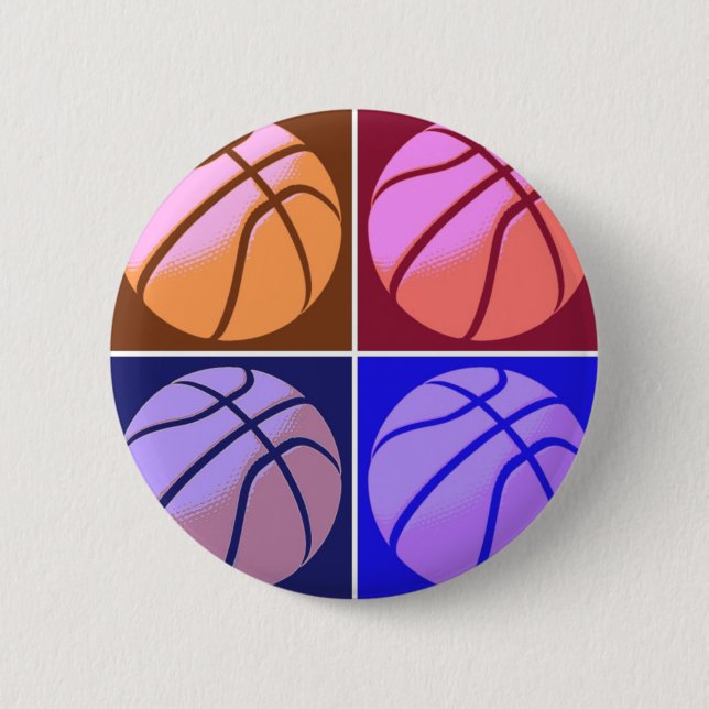 Chapa Redonda De 5 Cm Baloncesto de arte pop (Anverso)