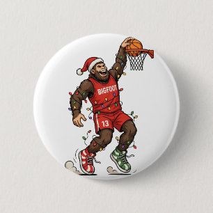 Chapa Redonda De 5 Cm Baloncesto de Bigfoot Sasquatch Navidad 2026 Holid