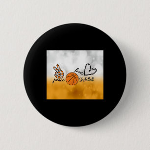 Chapa Redonda De 5 Cm Baloncesto de Peace Love