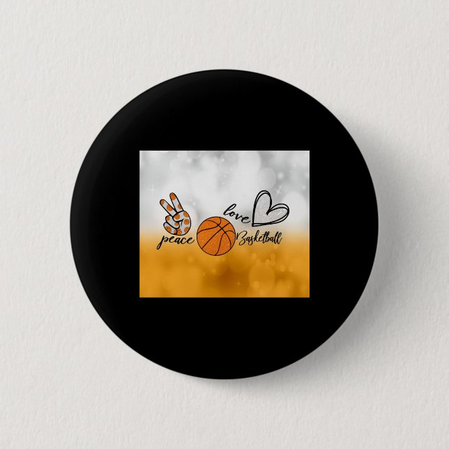 Chapa Redonda De 5 Cm Baloncesto de Peace Love (Anverso)