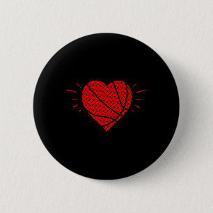 Chapa Redonda De 5 Cm Baloncesto Heart Love Día de San Valentín Sports P