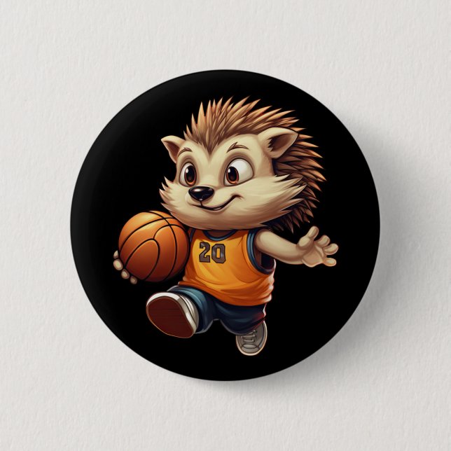 Chapa Redonda De 5 Cm Baloncesto Hedgehog 1 (Anverso)