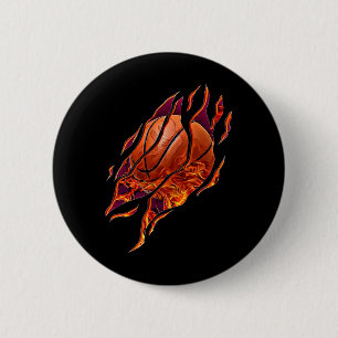 Chapa Redonda De 5 Cm Baloncesto Incendio y Escratches Bball Player Spor