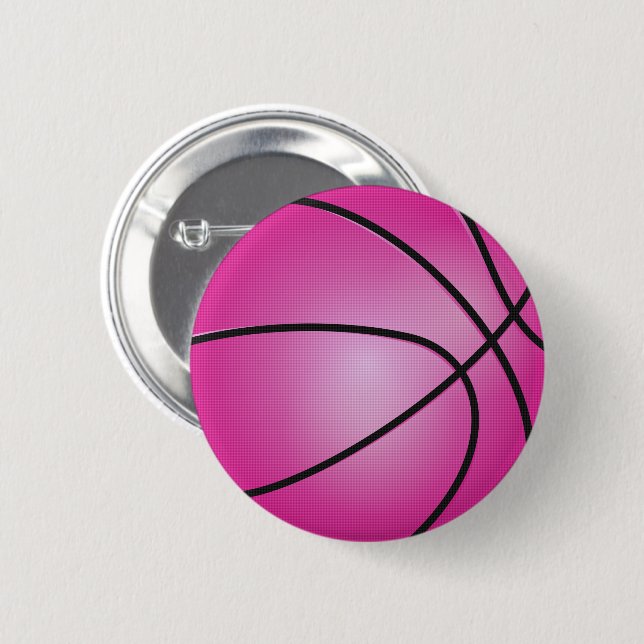 Chapa Redonda De 5 Cm Baloncesto rosa (Anverso y reverso)
