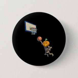 Chapa Redonda De 5 Cm Baloncesto Skeleton Halloween Hombres Niños Balonc