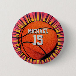 Chapa Redonda De 5 Cm Baloncesto Tu Nombre Pop Art