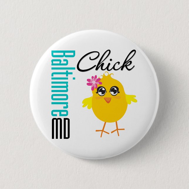 Chapa Redonda De 5 Cm Baltimore MD Chick (Anverso)